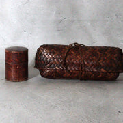 Japanese Vintage Antique Mingei Bamboo Basket & Ikkanbari-style Tea Caddy Set1