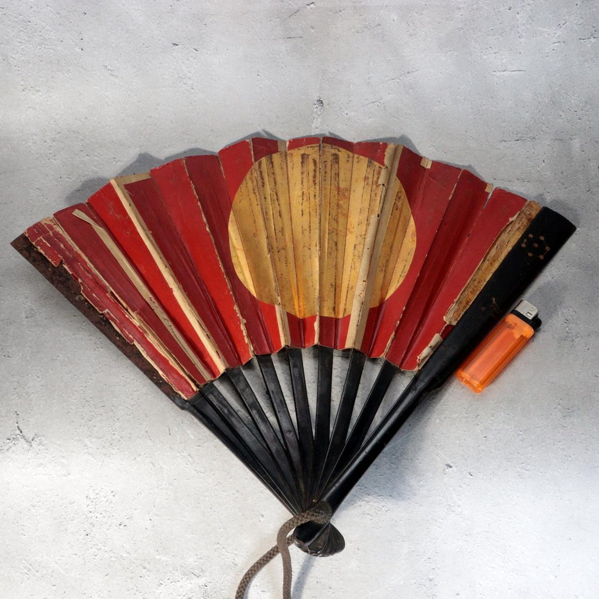 Antique Edo Japanese Iron Gunsen War Fan Big Dipper Sun Kamon Samurai BOSa770