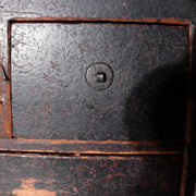 Antique Late Edo Japanese Wooden Black Kake Suzuri Portable Writing Box WO62110
