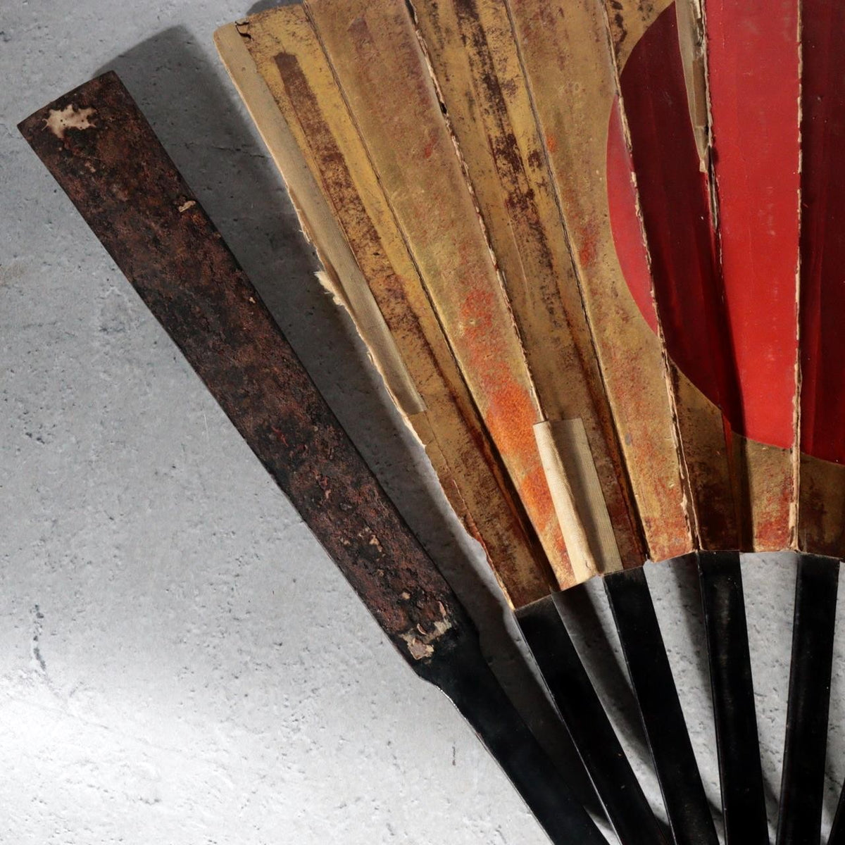 Antique Edo Japanese Iron Gunsen War Fan Big Dipper Sun Kamon Samurai BOSa776