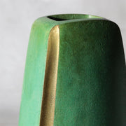 Vintage Japanese Bronze Vase Hassho Neya Churyoku Green Patina with Daiza12