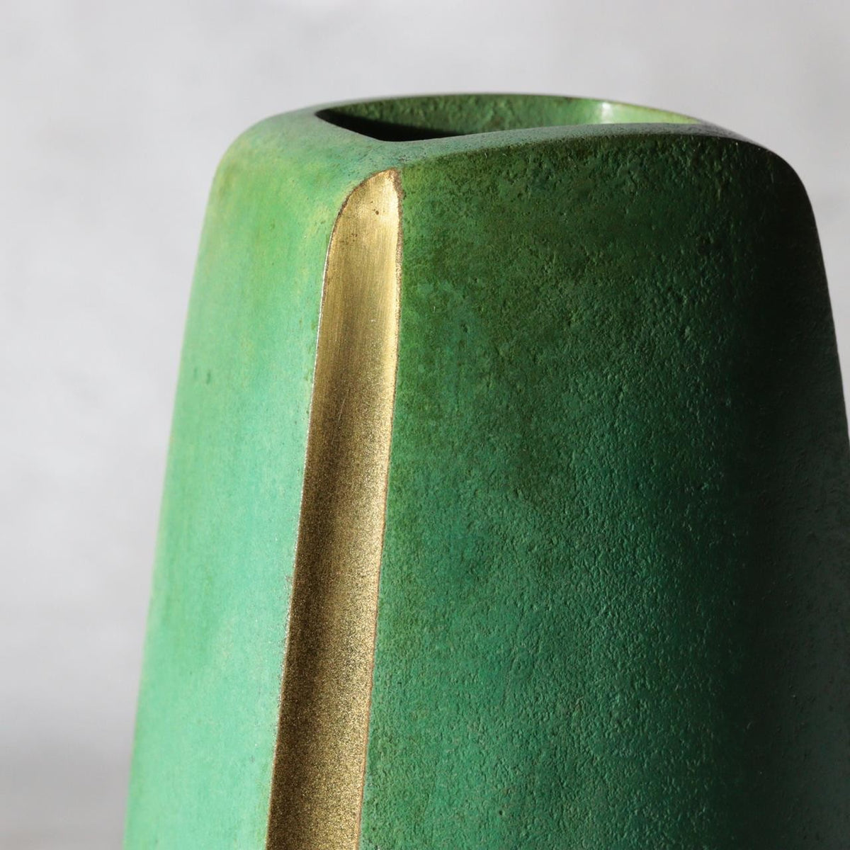 Vintage Japanese Bronze Vase Hassho Neya Churyoku Green Patina with Daiza12