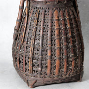 Vintage Japanese Bamboo Woven Flower Basket Ikebana Hanakago Handled5