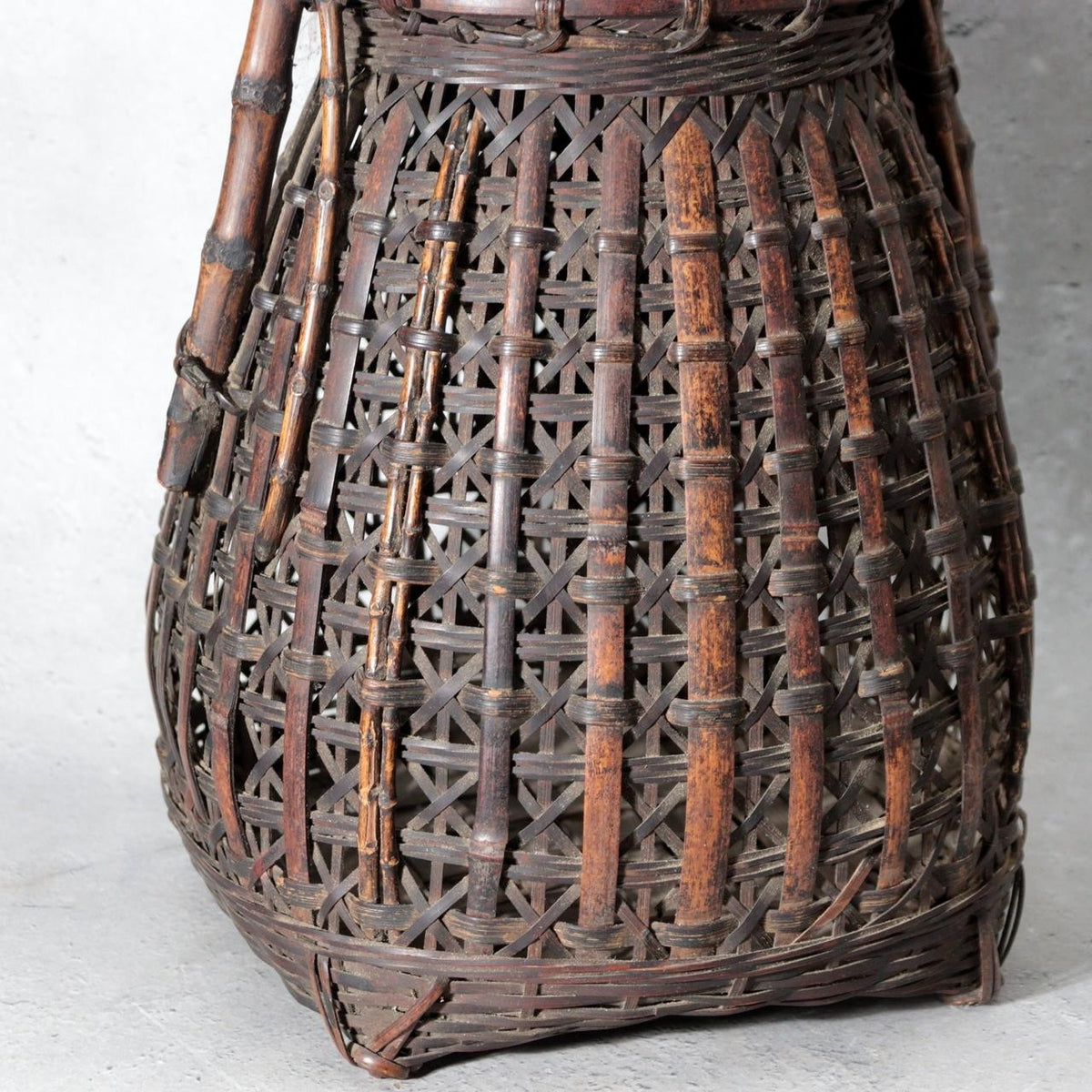 Vintage Japanese Bamboo Woven Flower Basket Ikebana Hanakago Handled5