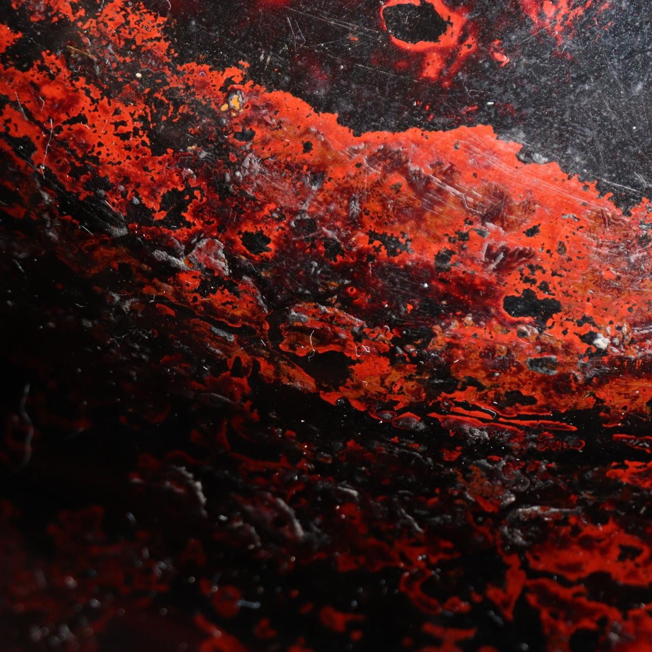 Vintage Large Japanese Aizu Lacquerware Wood Bowl  Mottled Red & Black 29cm8