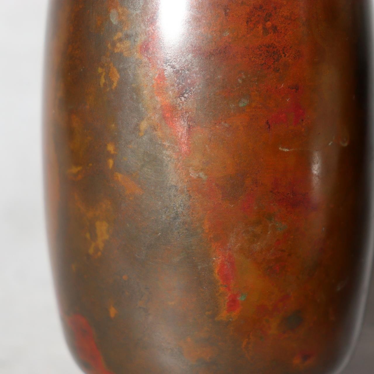 Japanese Cast Bronze Vase - Naoki Hara - Signed Tomobako Box Ikebana BV74010