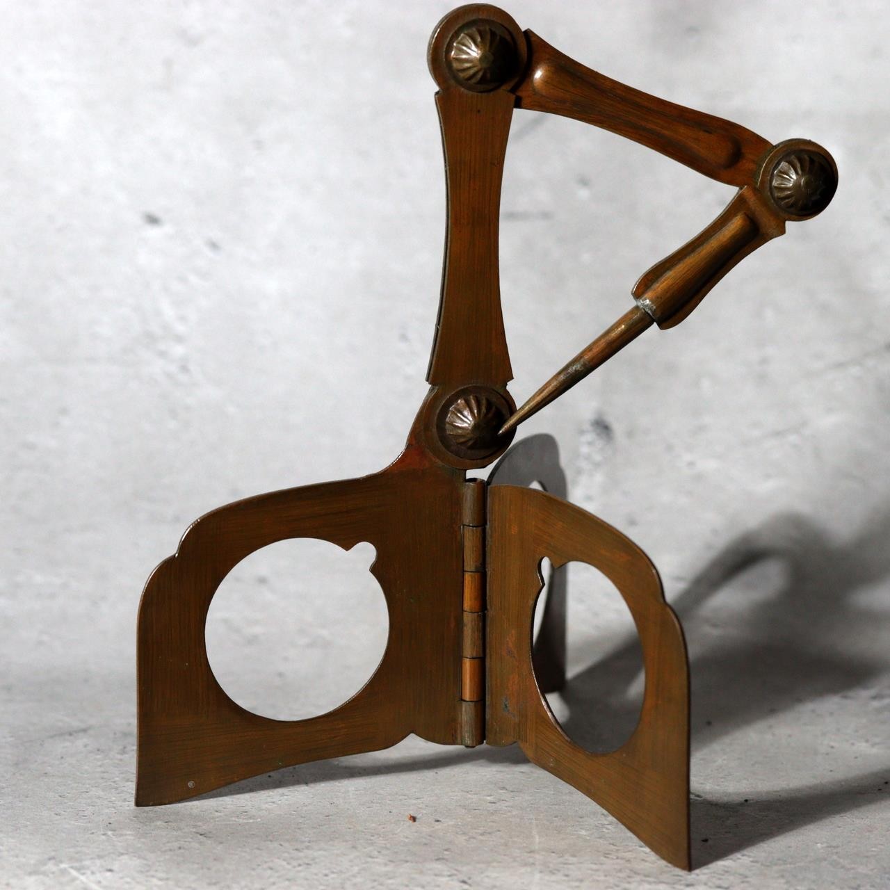 Late Edo Meiji Brass Folding Candlestick Karakuri Style BOSa6213