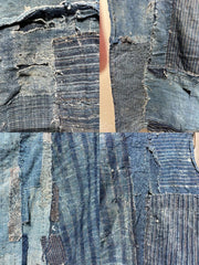 Authentic Antique Japanese Boro Textile - Indigo Patched Sashiko Cotton3