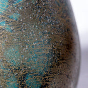 Japanese Bronze Bud Vase Green and Gold Patina Flower Holder BV77611