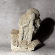 Japanese Antique Stone Monkey Statue Saru God Garden Ornament Zen Bonsai Folk Ar5