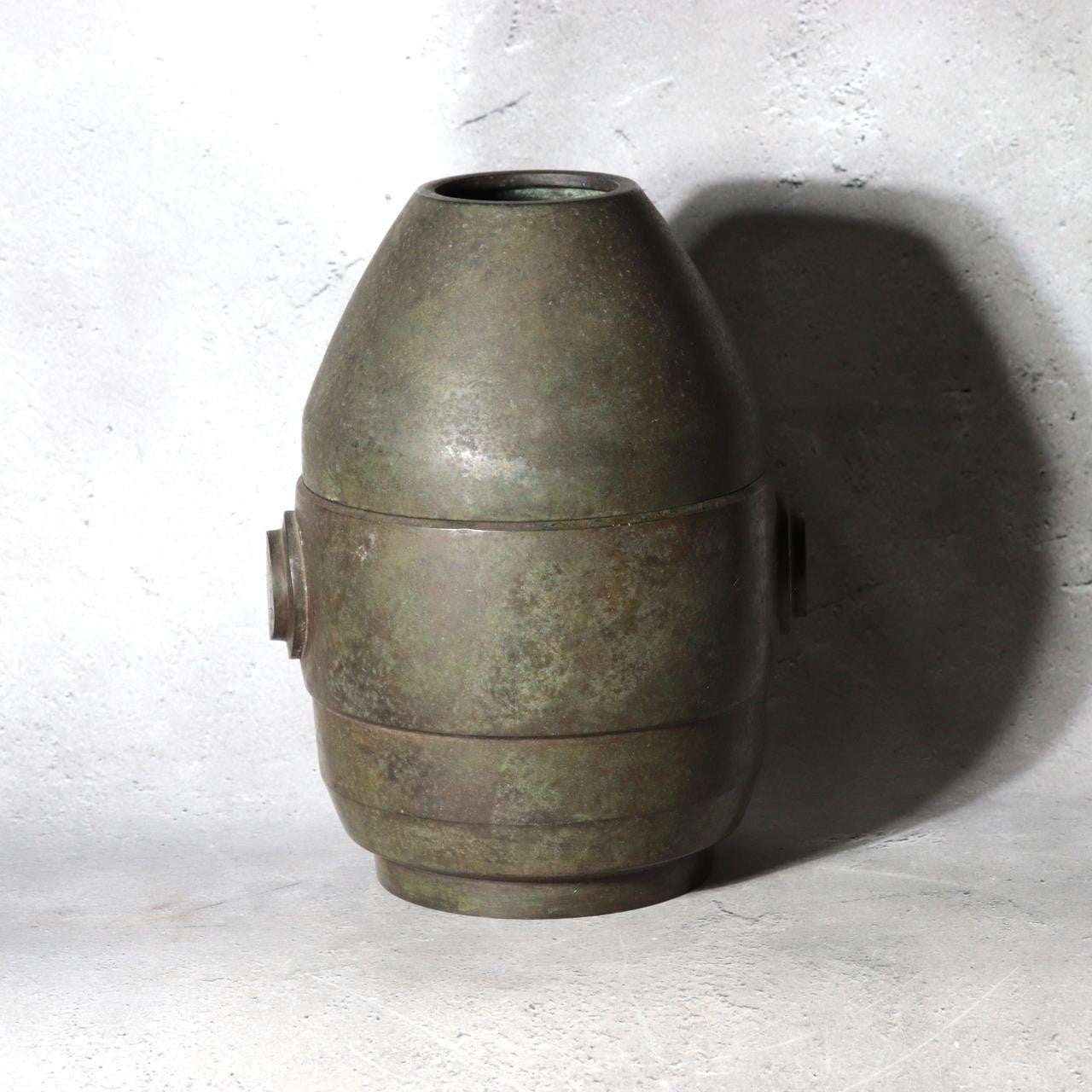 Vintage Japanese Bronze Vase NKK Commemorative 1957 Showa 32 Patina BV7801