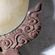 Antique Japanese Shinto Shrine Bronze Mirror Shinkyo Wooden Stand BOSa669