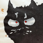 Iwao Akiyama Woodblock Print Black Cat Haiku Signed 1981 First Edition Japanese12