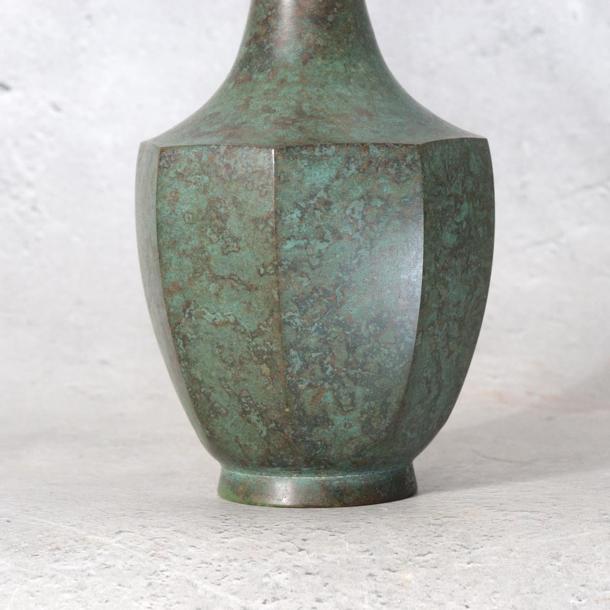 Japanese Shobido Kosan Cast Bronze Octagonal Vase Crane Neck Tomobako8