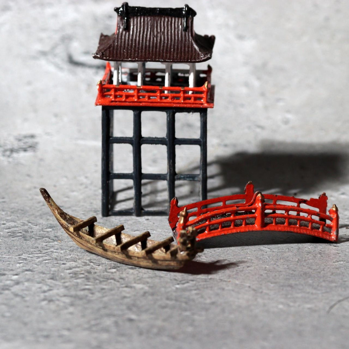 Vintage Japanese Bonkei Tenpai Miniature Figures Trees Suiseki Diorama Set BOSa69