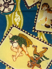 Vintage Japanese Silk Kofu Fabric Rare Pattern Kendo Military Dog Yabane BRKW18713
