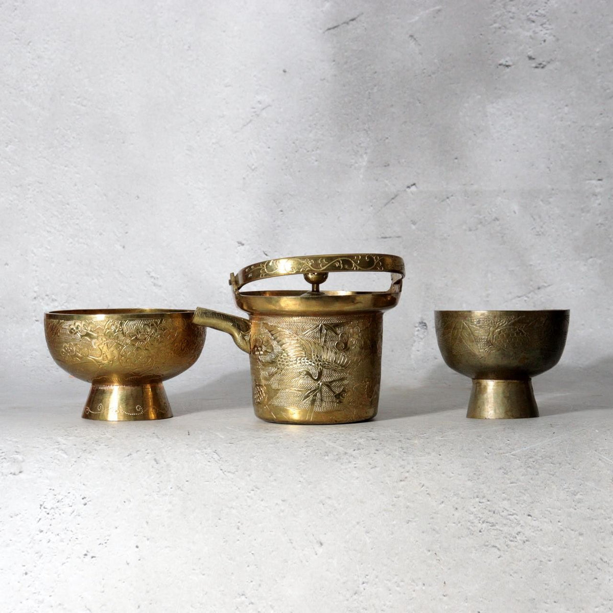 Antique Japanese Ohaguro Utensil Set – Brass Kanewatashi Traditional Teeth Blac9