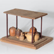 Vintage Japanese Wooden Miniature Set Birdcage Tea Utensils Maki-e Box WO667-211