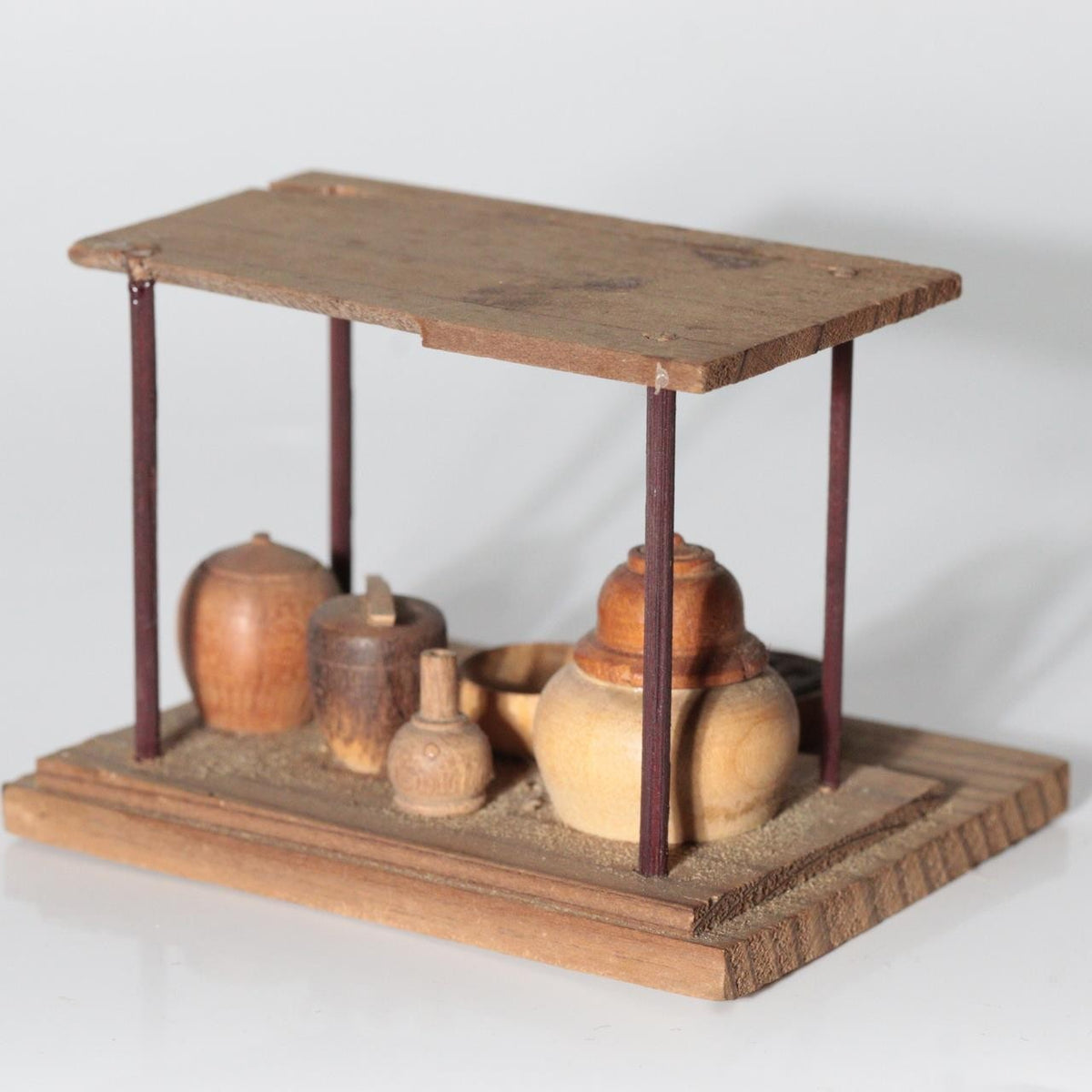 Vintage Japanese Wooden Miniature Set Birdcage Tea Utensils Maki-e Box WO667-211