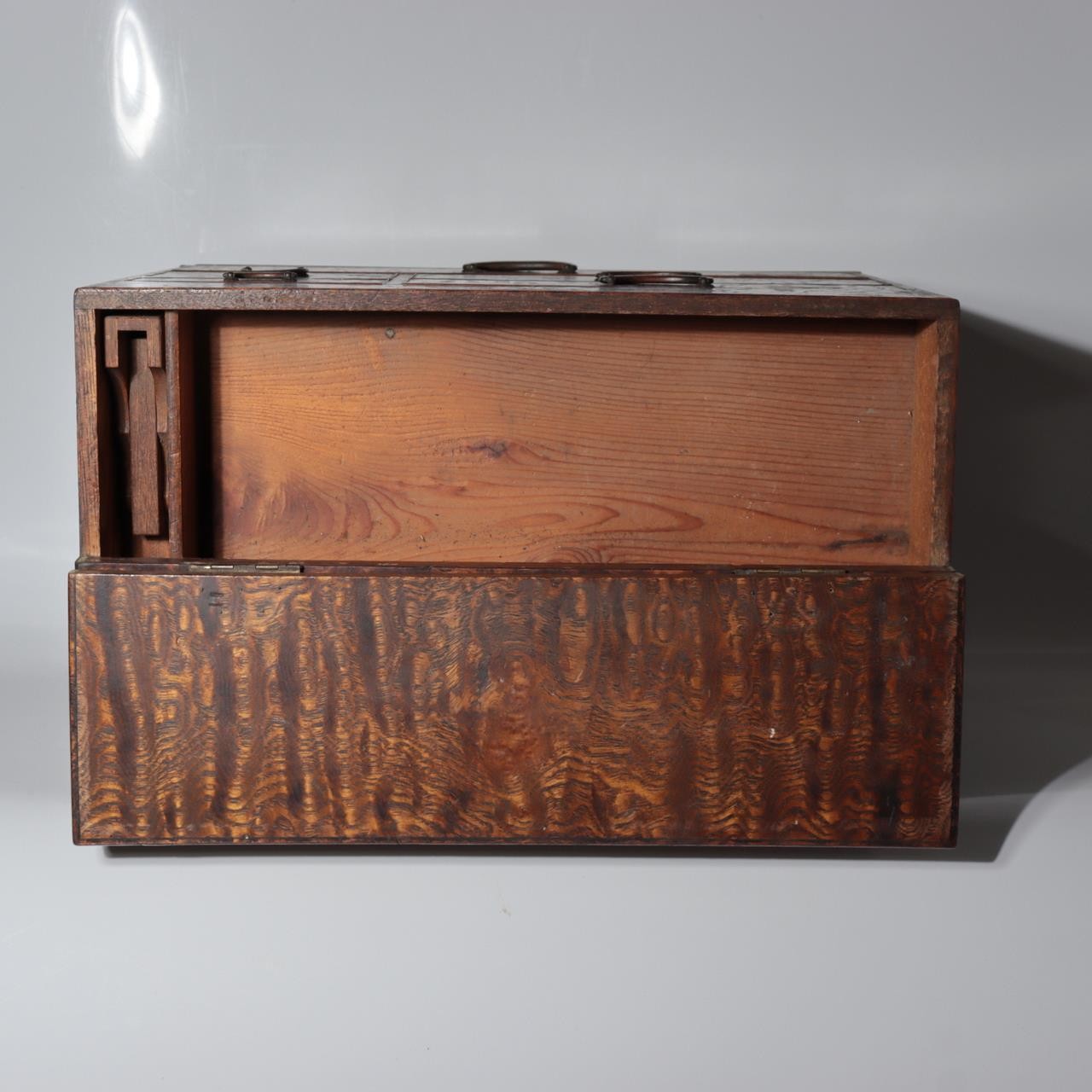 Vintage Japanese Tamo Wood Haribako Sewing Box Figured Grain WO6198