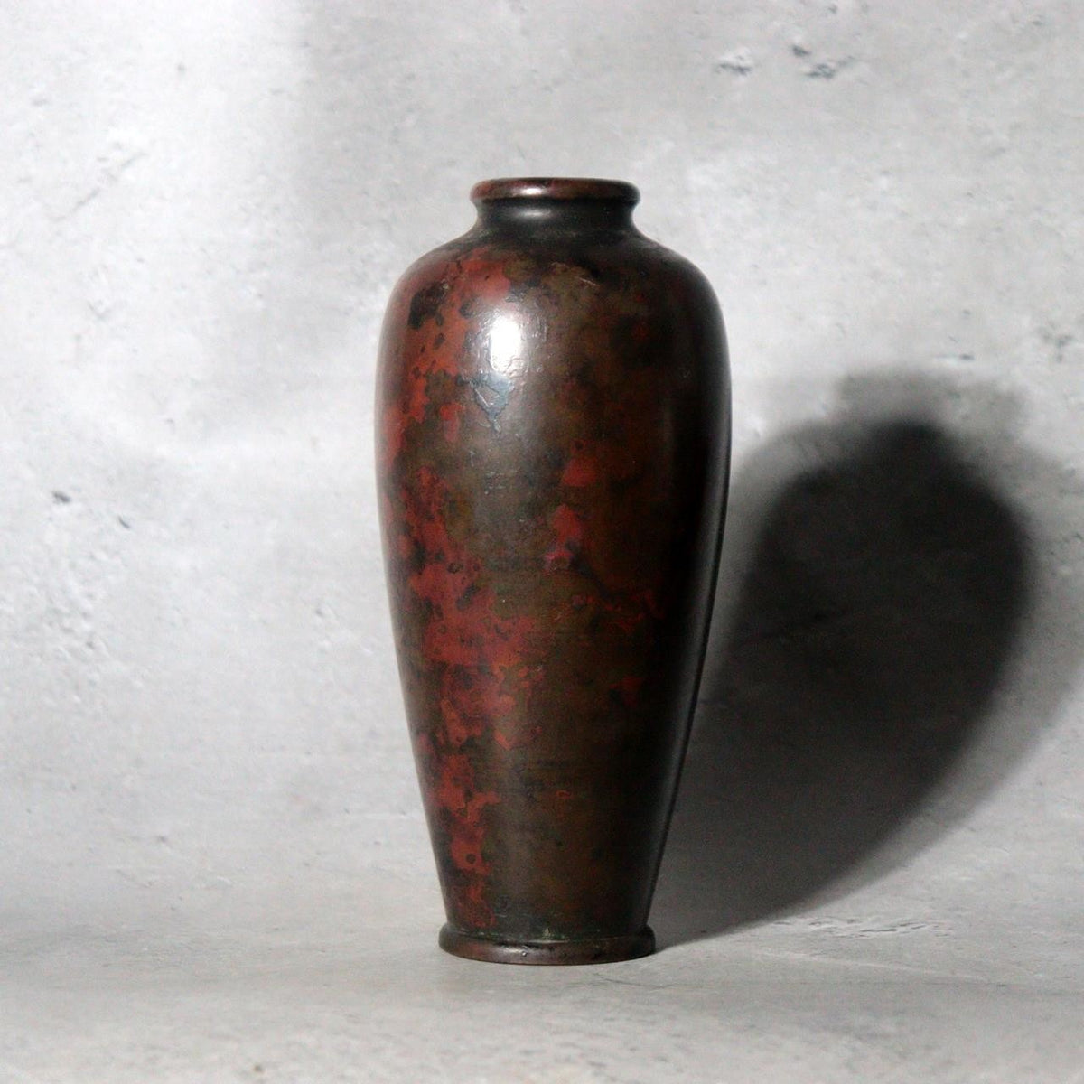 Vintage Japanese Copper Vase Small Mottled Purple Red Patina3