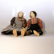 Pair of Vintage Japanese Wooden Dolls Signed Sadako 1984 Boy Girl Set2