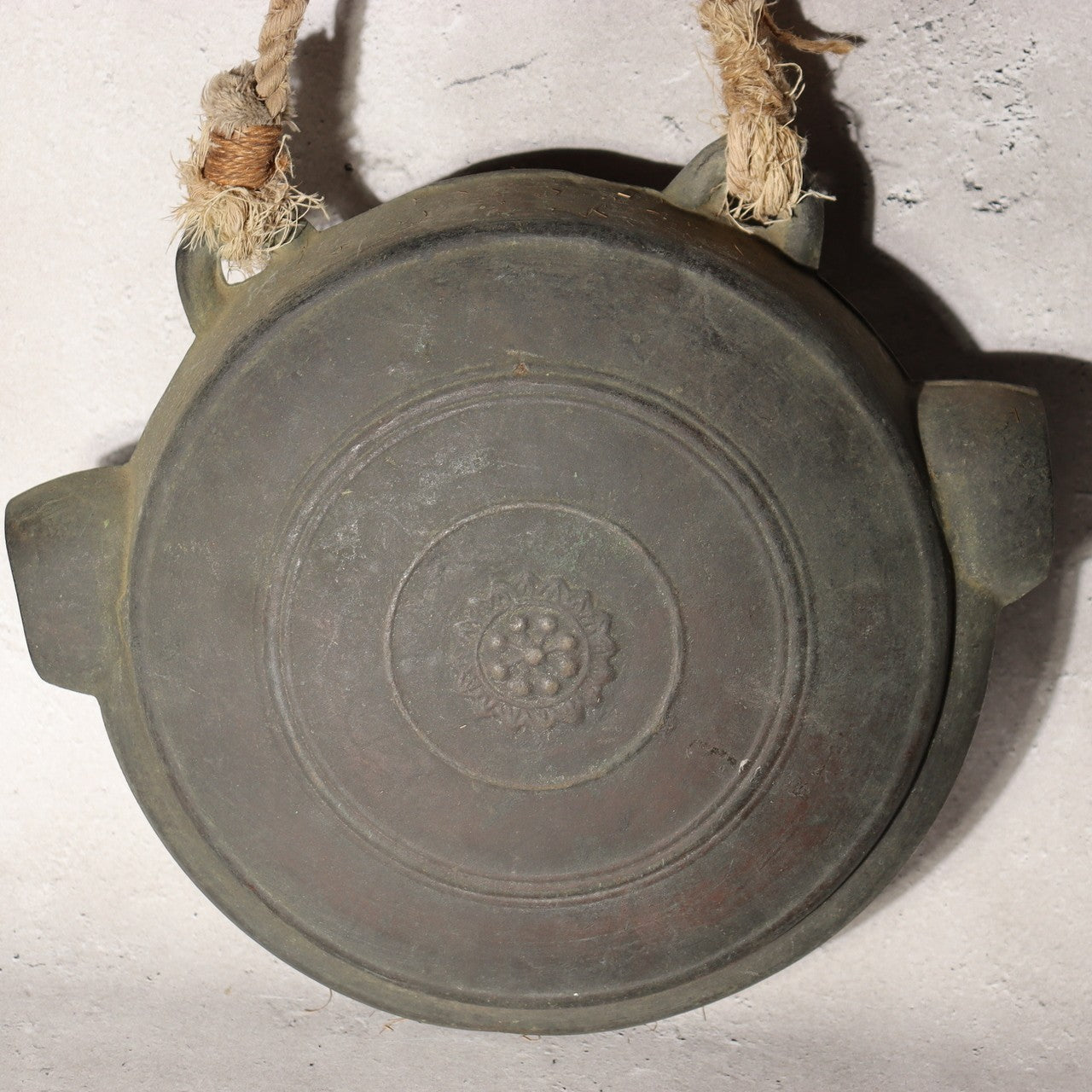 Japanese Antique Bronze Gong Waniguchi Temple Shrine Bell Meiji Era 22cm BOS9983