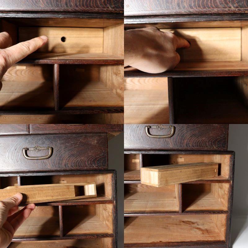 Japanese Mulberry Wood Ko-Hikidashi Small Chest Hidden Secret Compartment 37cm3