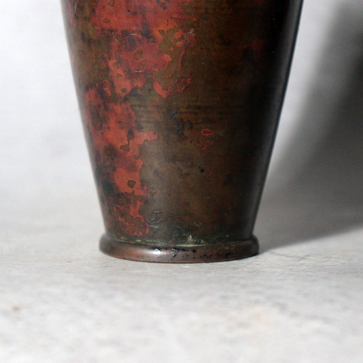 Vintage Japanese Copper Vase Small Mottled Purple Red Patina7