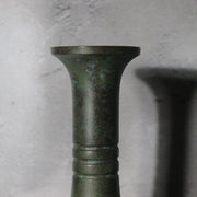 Vintage Japanese Takaoka Cast Bronze Vase Crane Neck by Zuiho Green Patina10