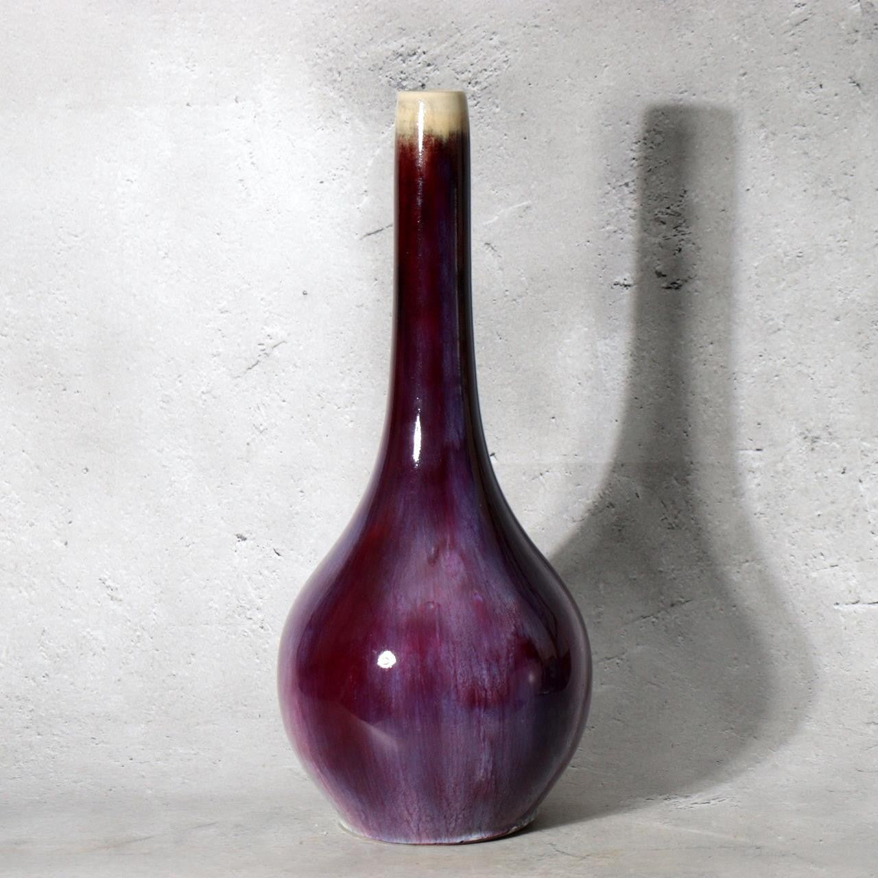 Japanese Ceramic Vase Peacock Glaze Masahide Matsuyama Kujaku Kiln PV3191