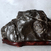 Japanese Suiseki Viewing Stone Mountain Island Shape Wooden Base7