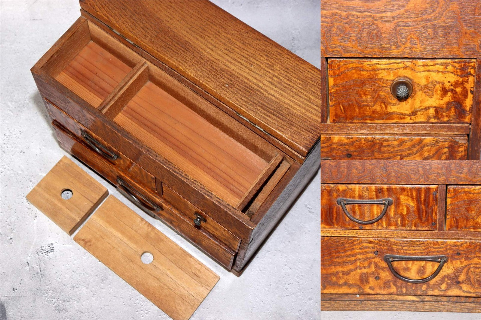 Japanese Wooden Sewing Box Haribako Tansu Chest Drawers WBX3335