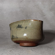 Antique Japanese Karatsu Tea Bowl Chawan Kihara Kiln Distorted Shape Box PCP2774