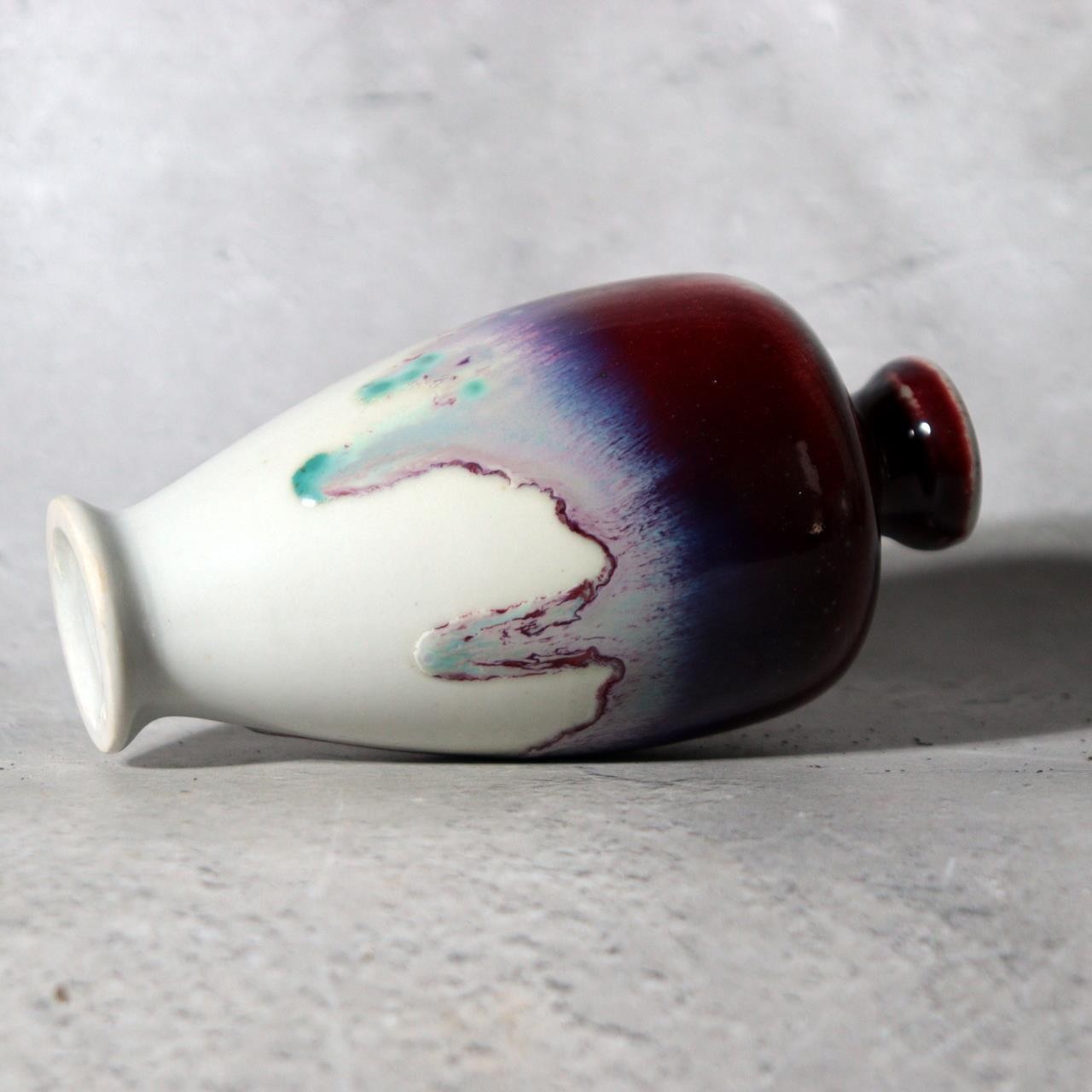 ​Japanese Studio Ceramic Vase Peacock Glaze Masahide Matsuyama Tatsuno Kiln8