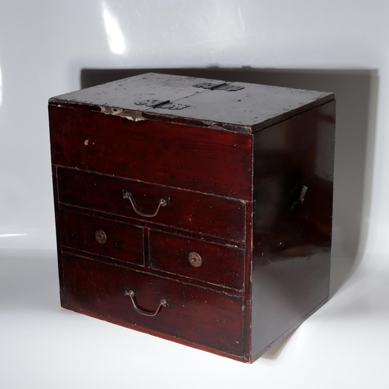 ​Antique Late Edo Meiji Japanese Cedar Wood Ko dansu Small Chest Tansu WO6142