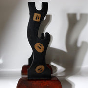 Japanese Black Lacquer Sword Stand - Maki-e Tsuba & Inaba Clan Crest SWR3615