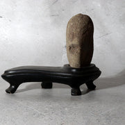Japanese Hokkaido Daruma Suiseki Viewing Stone with Wooden Daiza Base1