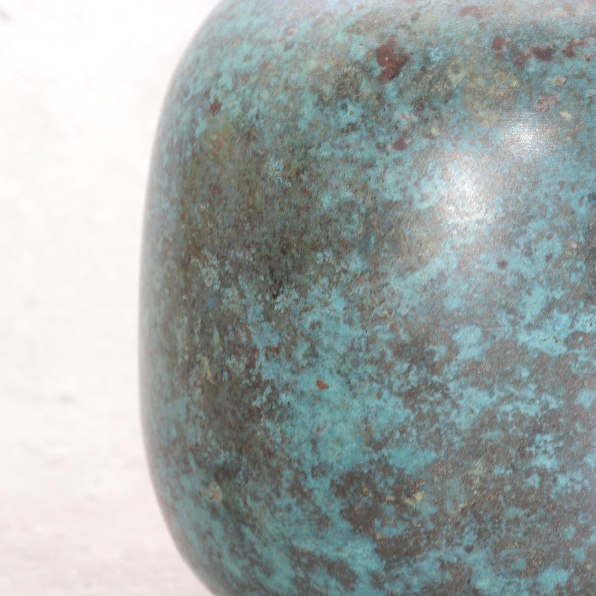 Vintage Japanese Bronze Vase Mottled Blue Green Patina BV78410