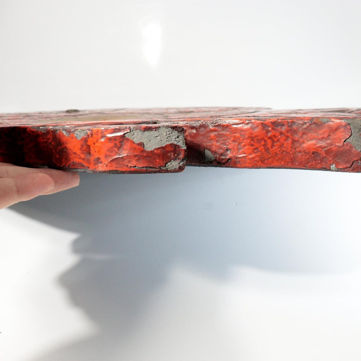 Antique Japanese Buddhist Wooden Fish Board Gyoban Kaipan Red Lacquer Temple8