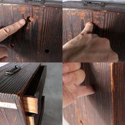 Antique Japanese Merchant Security Drawer Chest Late Edo Nanako Handle WO6279
