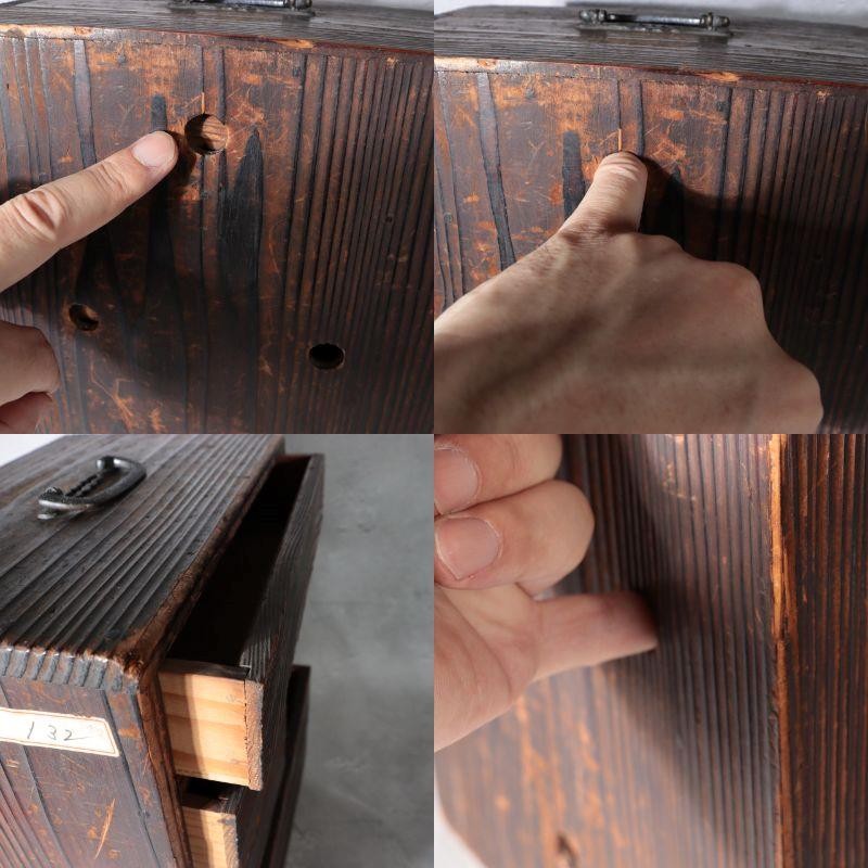 Antique Japanese Merchant Security Drawer Chest Late Edo Nanako Handle WO6279