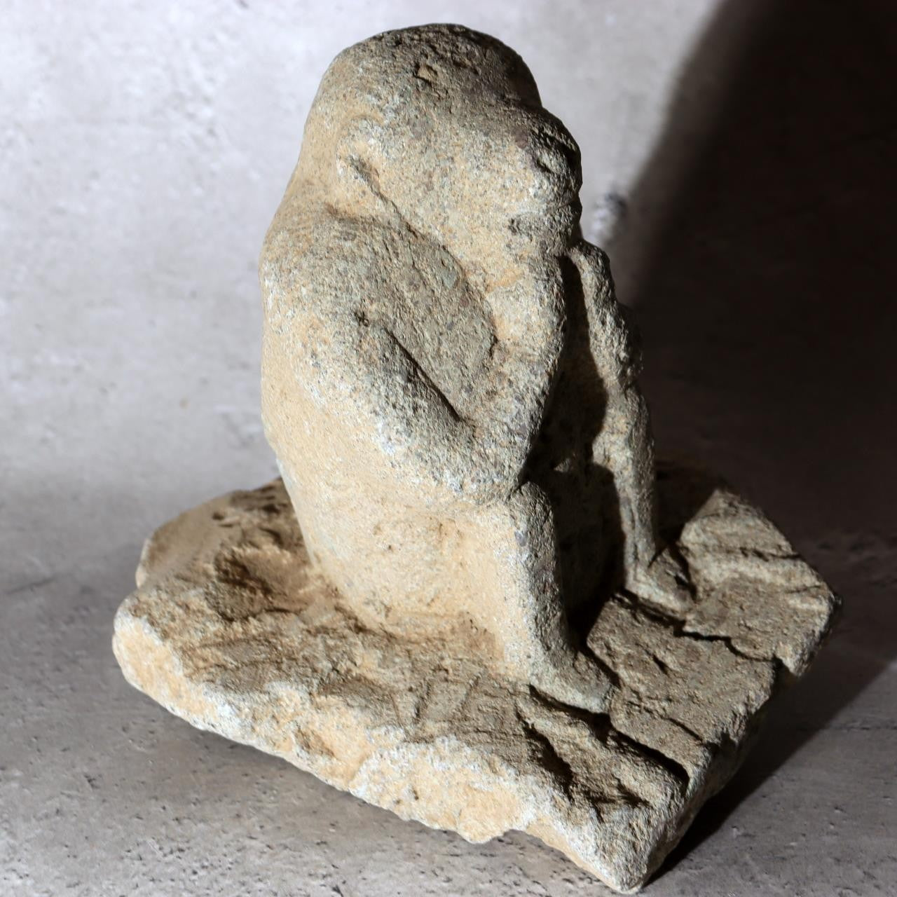 Japanese Antique Stone Monkey Statue Saru God Garden Ornament Zen Bonsai Folk Ar1