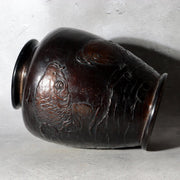 Antique Japanese Takaoka Bronze Vase Hozan Twin Koi Lotus Pond BV774-26