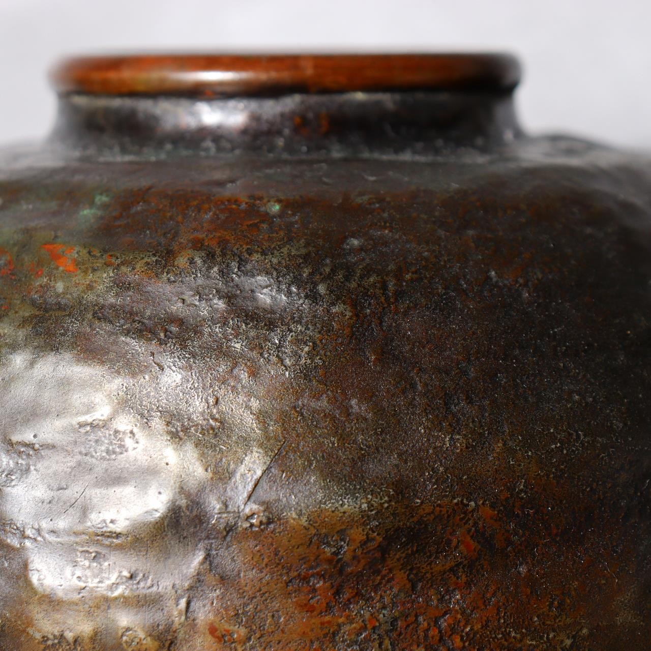 Japanese Mottled Purple Bronze Vase Hanshidou Artisan Signed 16.5cm BV73519