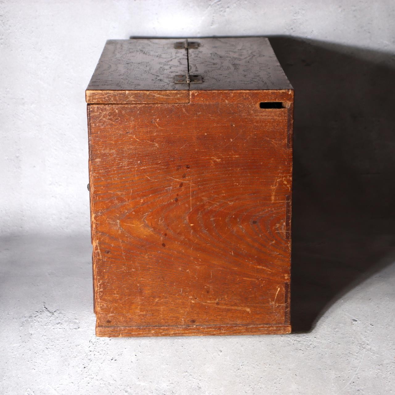 Vintage Japanese Haribako Sewing Box - Burl Wood Grain Showa Retro Multi-Drawer4