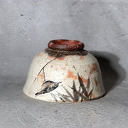 Japanese Shino Ware Matcha Tea Bowl Chawan Uguisu Bird Bamboo Azuma Suimei Box6