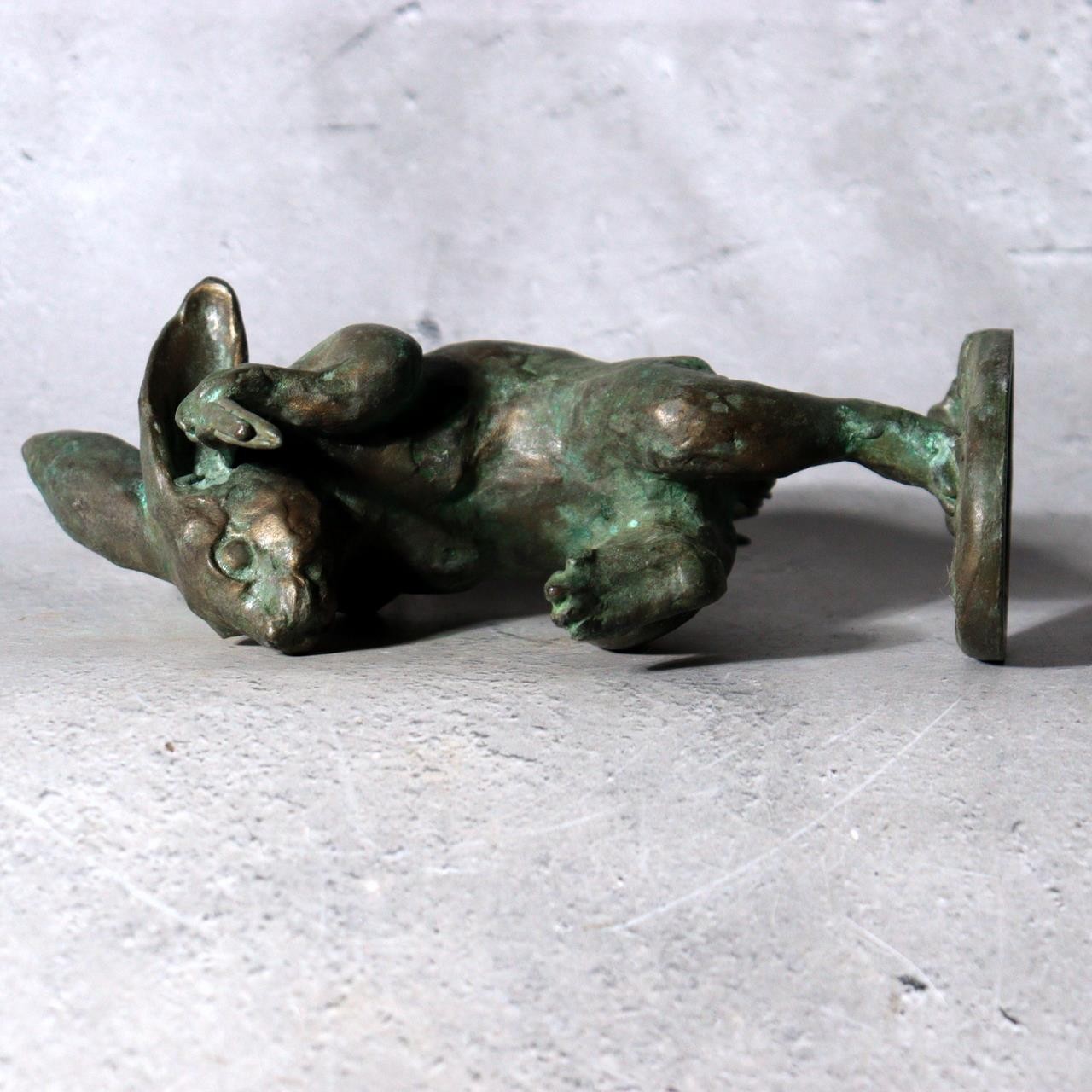 Japanese Bronze Rabbit Statue Masashi Natorigawa Dancing Pose BOSa655