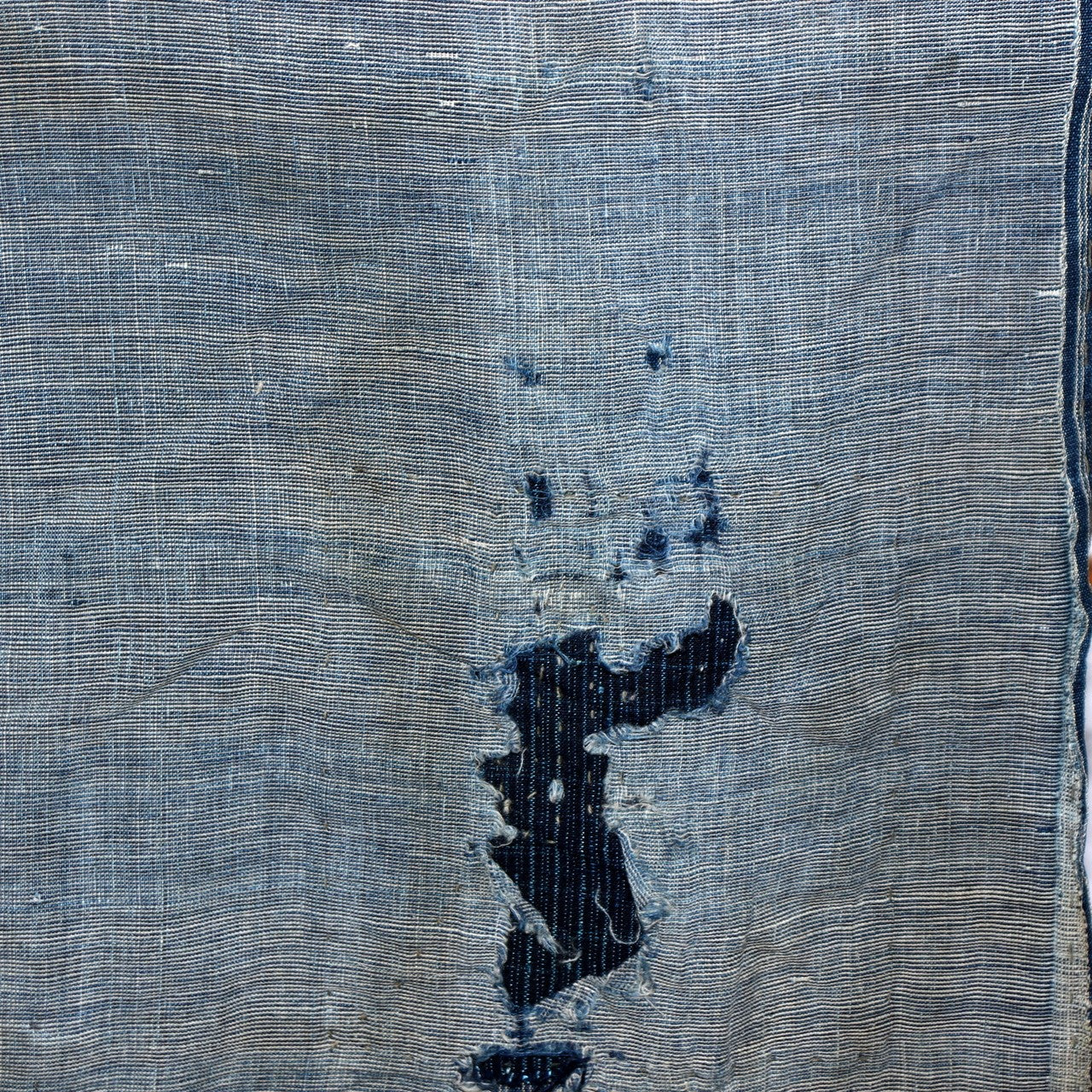 Antique Japanese Boro Indigo Fabric Patchwork Ranru Cotton Textile Rug BRKW16118