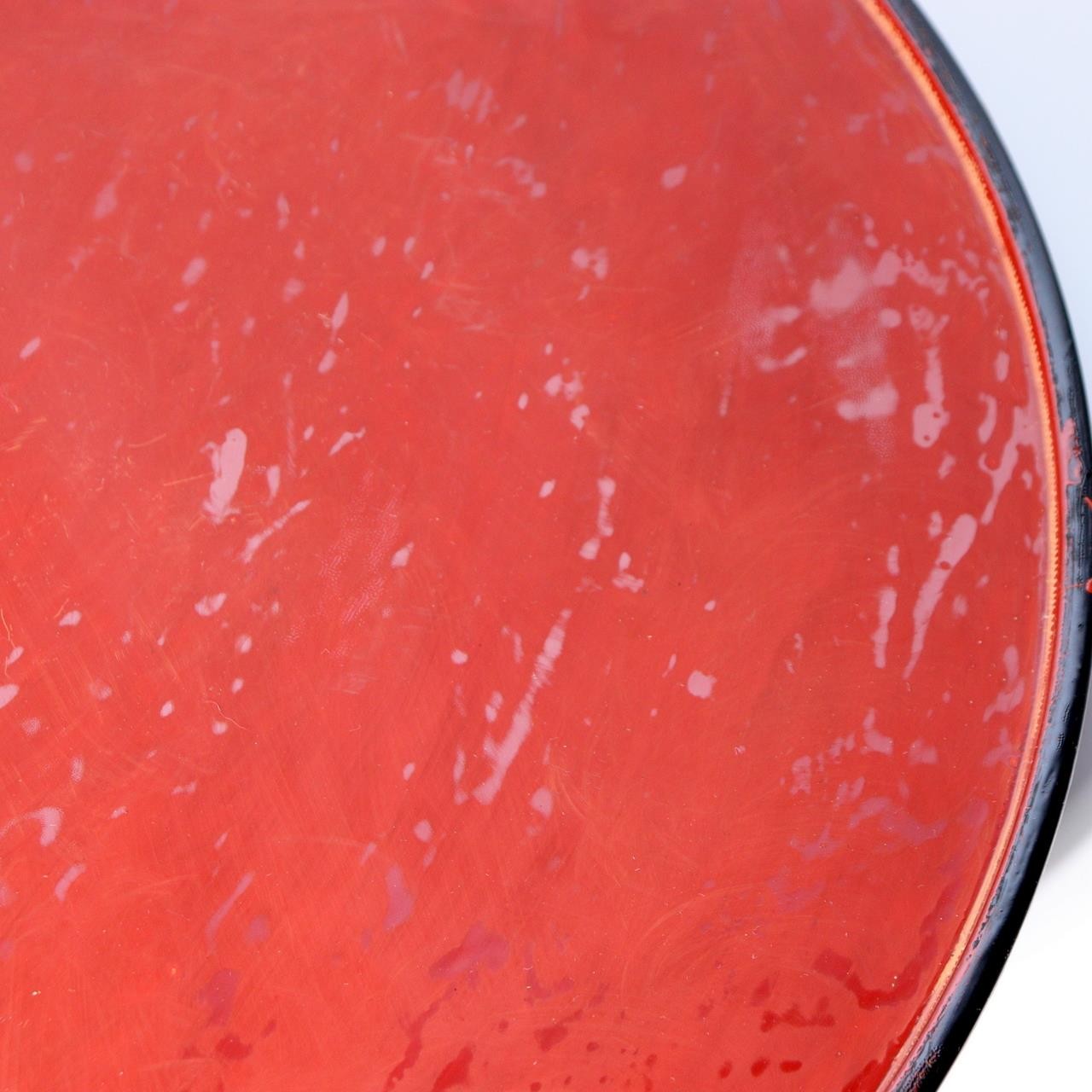 Vintage Aizu Lacquer Round Wooden Serving Tray Plates Red Black Set of 2 Japanes16
